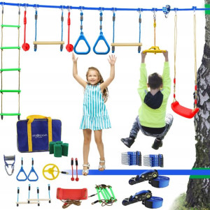PARK LINOWY przenośny zestaw TOR PRZESZKÓD dzieci
