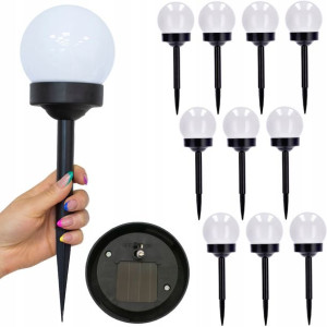 10 x Lampa ogrodowa solarna LED KULA latarenka