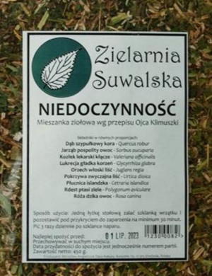 Mieszanka ziół Zielarnia Suwalska Niedoczynność 450 g