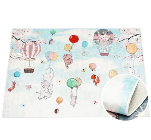 Dywan dziecięcy antypoślizgowy Star zwierzątka niebieski 80x120