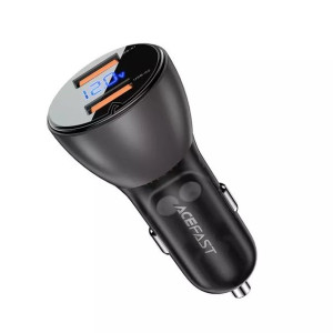 Acefast ładowarka samochodowa 45W 2x USB, QC3.0, AFC, FCP, SCP czarny (B7 b