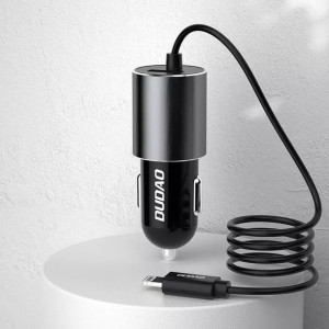 Dudao ładowarka samochodowa USB z wbudowanym kablem micro USB 3,4 A czarny
