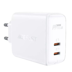 Acefast ładowarka sieciowa GaN USB Typ C 50W, PD, QC 3.0, AFC, FCP biały (A