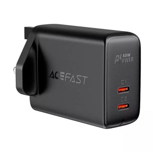 Acefast ładowarka sieciowa (wtyczka UK) 2x USB Typ C 40W, PPS, PD, QC 3.0,