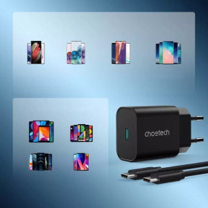 Choetech szybka ładowarka sieciowa USB Typ C 25W PPS PD czarny (PD6003)