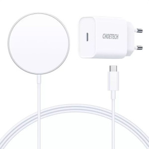 Choetech zestaw magnetyczna ładowarka bezprzewodowa Qi 15W + ładowarka siec