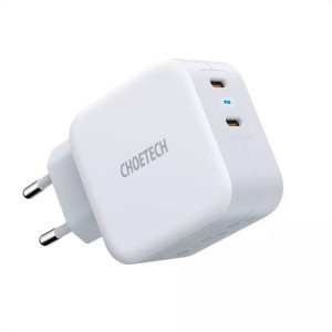 Choetech szybka ładowarka sieciowa 2x USB Typ C Power Delivery 40W 3A biały