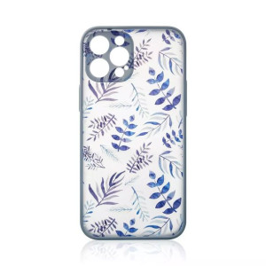 Design Case etui do iPhone 12 pokrowiec w kwiaty ciemnoniebieski