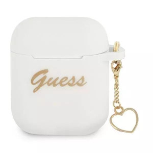 Guess  GUA2LSCHSH AirPods 1/2 cover biały/white Silicone Charm Collection