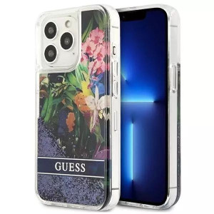 Guess GUHCP13LLFLSB iPhone 13 Pro / 13 6,1" niebieski/blue hardcase Flower