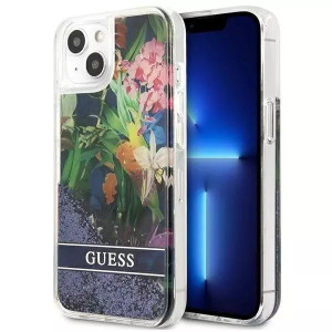 Guess GUHCP13MLFLSB iPhone 13 6,1" niebieski/blue hardcase Flower Liquid Gl