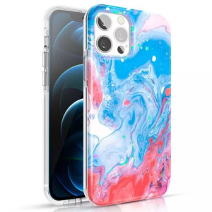 Kingxbar Watercolour Series kolorowe etui do iPhone 12 Pro / iPhone 12 nieb