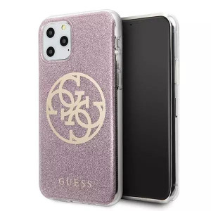 Guess GUHCN65PCUGLPI iPhone 11 Pro Max różowy/pink hard case 4G Circle Glit