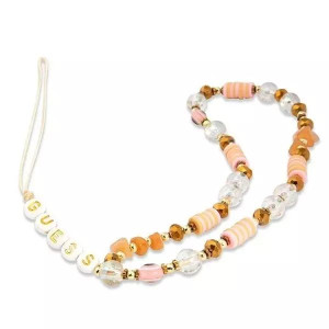 Guess zawieszka GUSTBOHP Phone Strap brązowy Beads Bohemia
