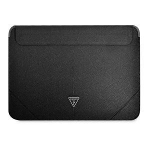 Guess Sleeve GUCS16PSATLK 16" czarny /black Saffiano Triangle Logo