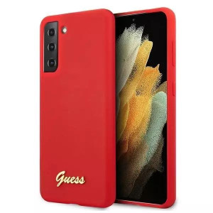 Guess GUHCS21MLSLMGRE S21+ G996 czerwony/red hardcase Silicone Script Metal