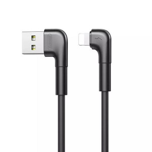 Remax kątowy kabel przewód USB - Lightning 2,1 A 1 m czarny (RC-014i black)