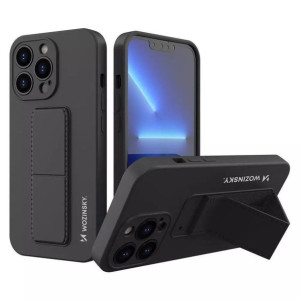 Wozinsky Kickstand Case silikonowe etui z podstawką iPhone 13 czarne