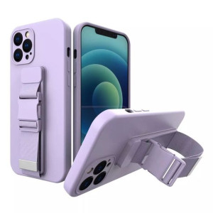 Rope case żelowe etui ze smyczą łańcuszkiem torebka smycz iPhone 13 fioleto