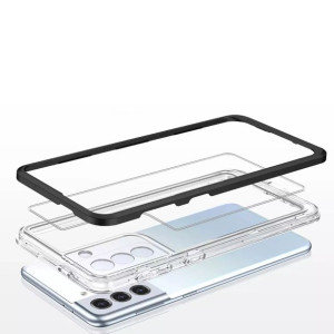 Clear 3in1 etui do Samsung Galaxy S21 FE żelowy pokrowiec z ramką czarny