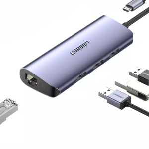 Ugreen wielofunkcyjny adapter HUB USB Typ C - 3 x USB / Ethernet RJ-45 / mi