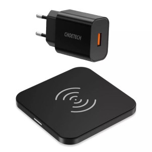 Choetech zestaw ładowarka bezprzewodowa Qi 10W do telefonu słuchawek czarny