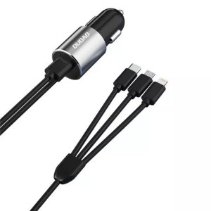 Dudao 3w1 ładowarka samochodowa USB 3,4 A wbudowany kabel Lightning / USB T