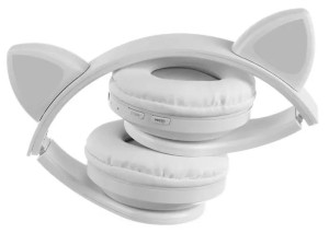 Słuchawki bezprzewodowe nauszne Bluetooth 5.0 EDR z uszami kota Białe