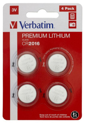 Verbatim Lithium Battery Cr2016 3v 4