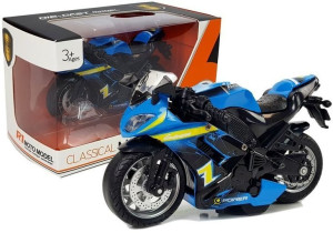 Motocykl Z Naciągiem I Dźwiękiem 1:14 Niebieski