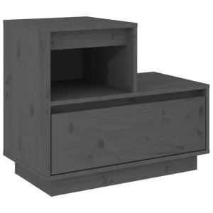 Szafka nocna, szara, 60x34x51 cm, lite drewno sosnowe