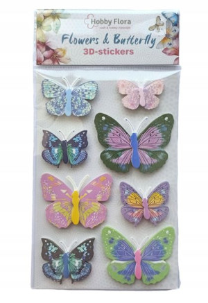 Naklejki 3D z motylami motyle motylki 3D Hobby Flora (wzór n1)