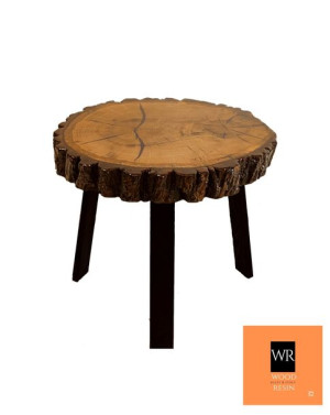 Stół żywiczny PDOS_081549_Z02 Żywica epoksydowa 43 x 41 x 6 cm Nogi 40 cm