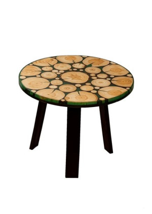 Stół żywiczny PDOS_104108_Z03 Żywica epoksydowa 58 x 58 x 3 cm Nogi 50 cm