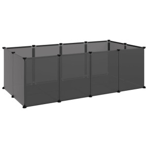 Klatka dla małych zwierząt, czarna, 144x74x46,5 cm, PP i stal