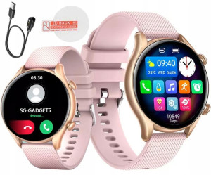 Smartwatch Damski Kt60 Różowy Elegancki Z Rozmowami 200 Tarcz