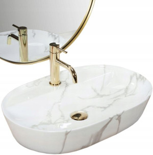 Umywalka Ceramiczna Nablatowa Rea Aura Marmo Shiny