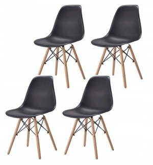 Zestaw 4x Krzesło DSW Plastikowe Salon Jadalnia Czarne