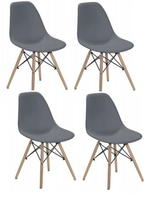 Zestaw 4x Krzesło DSW Plastikowe Salon Jadalnia szary ciemny
