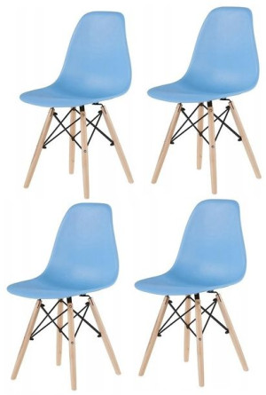 Zestaw 4x Krzesło DSW Plastikowe Salon Jadalnia Niebieskie
