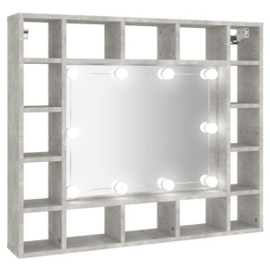 Szafka z lustrem i oświetleniem LED, szary beton, 91x15x76,5 cm