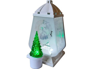 Znicz lampion KAPLICZKA BIAŁA UFAM +CHOINKA LED