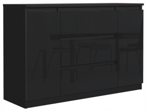Szafka Komoda 2d3s 120cm Czarna Front Połysk Salon