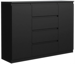 Nowoczesna Szafka Komoda 2d4s 140cm Czarna Salon