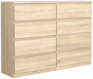 Nowoczesna Duża Komoda 8 Szuflad 120cm Dąb Sonoma