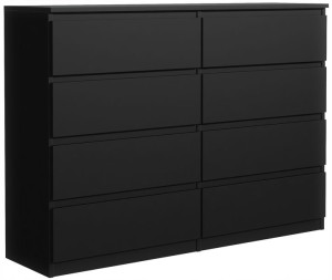 Nowoczesna Duża Komoda 8 Szuflad 120cm Czarna Mat