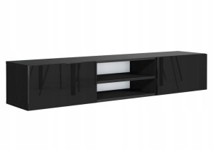 Szafka Rtv Wisząca 160cm Czarna + Front Połysk