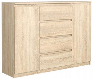 Komoda 140 Cm 4 Szuflady 2 Drzwi Dąb Sonoma