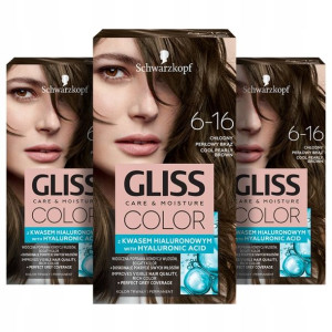 Gliss Color Farba do włosów 6-16 Chłodny Brąz 3szt