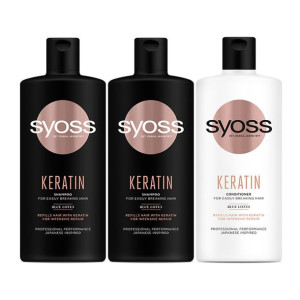 Syoss Keratin Szampon Odżywka do Włosów Łaml. x3